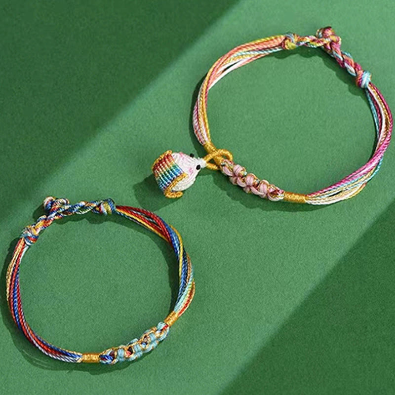Buddhist Blessing Colorful Rope Peach Blossom Knot Zongzi Braided Bracelet