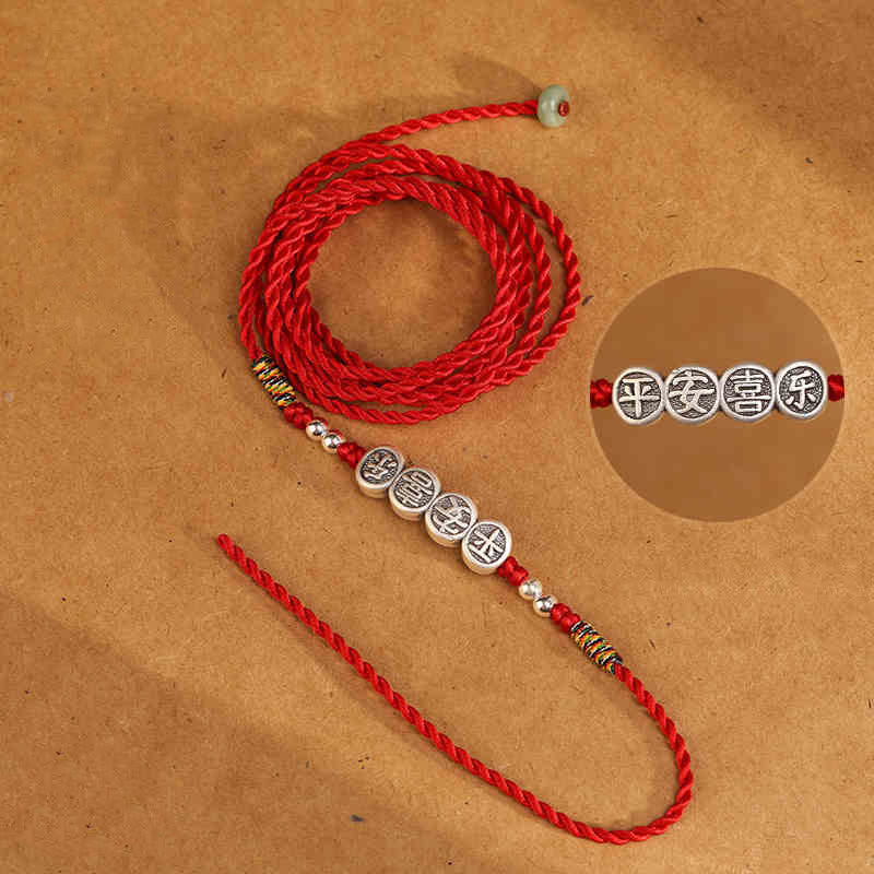 Buddhist Blessing 999 Sterling Silver Blessing Red String Belly Chain