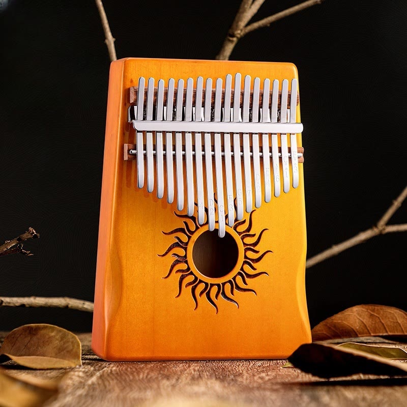 Buddhist Blessing Kalimba 17/21 Keys Thumb Piano Sun Pattern Maple Wood Beginners Portable Finger Piano