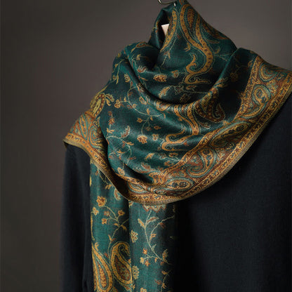 Buddhist Blessing Tibetan Cashew Flower Vine Print Tassels Shawl Fall Winter Soft Scarf Wrap