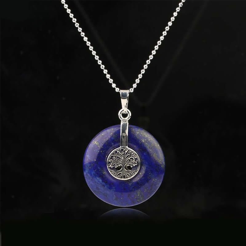 Buddhist Blessing Various Crystal Rose Quartz Green Aventurine Amethyst The Tree of Life Kindness Necklace Pendant