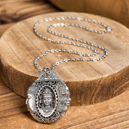 Buddhist Blessing Copper Buddha Devil Pattern Serenity Pendant Necklace