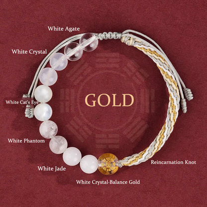 Buddhist Blessing Five Elements Various Crystal Agate Wealth Reincarnation Knot Braid Bracelet