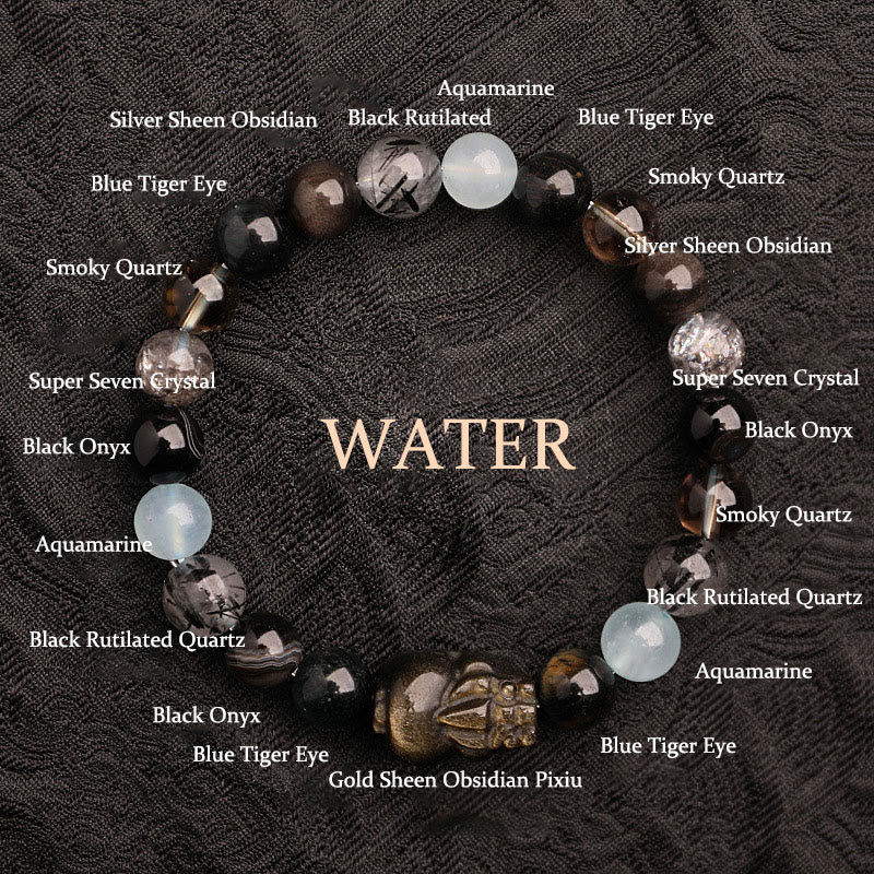 Buddhist Blessing Five Elements Various Agate Crystal Green Strawberry Quartz Moss Agate Green Phantom Luck Bracelet