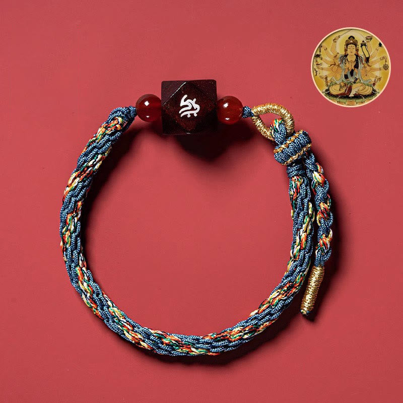 Buddhist Blessing Chinese Zodiac Natal Buddha Small Leaf Red Sandalwood Red String Protection Bracelet