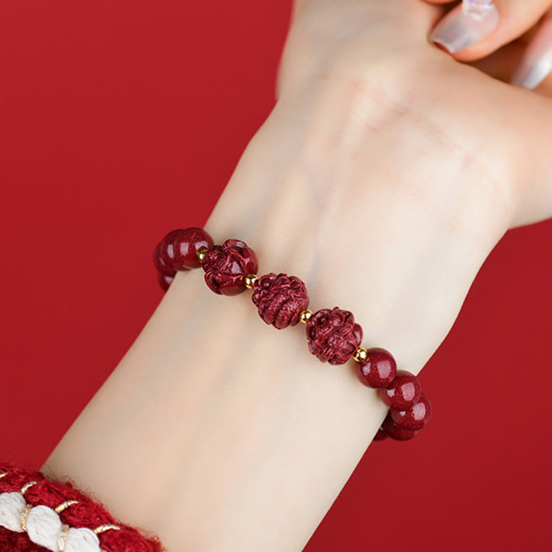 Buddhist Blessing Chinese Zodiac Cinnabar Keep Away Evil Spirits Blessing Bracelet