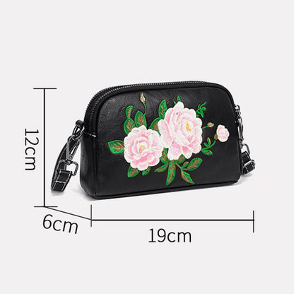 Buddhist Blessing Peony Pomegranate Flowers Su Embroidery Journey Shopping Purse Shoulder Bag Crossbody Bag