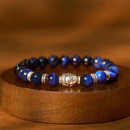 Buddhist Blessing Blue Green Red Tiger Eye Buddhist Blessing Head Balance Bracelet