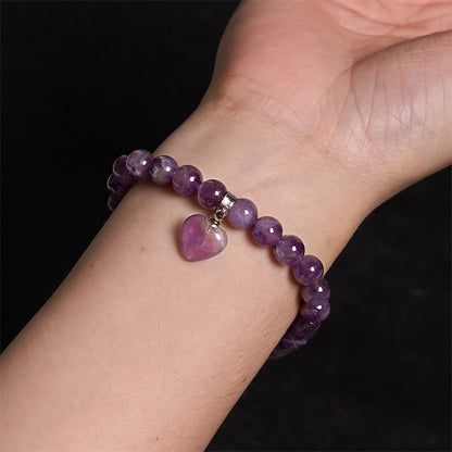 Buddhist Blessing Natural Quartz Love Heart Healing Beads Bracelet