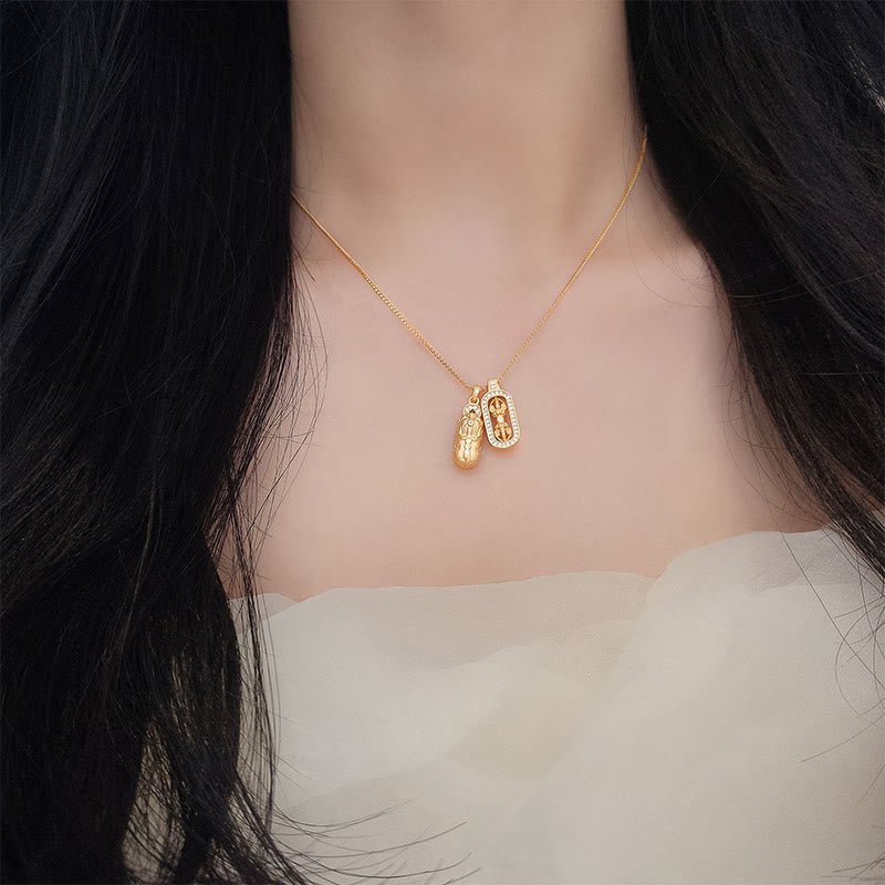 Buddhist Blessing 925 Sterling Silver Mini PiXiu Dorje Vajra Wealth Necklace Pendant