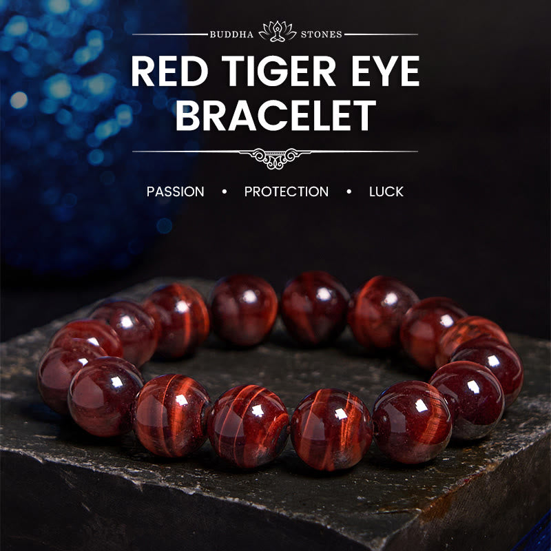 Buddhist Blessing Natural Tiger Eye Healing Bead Bracelet