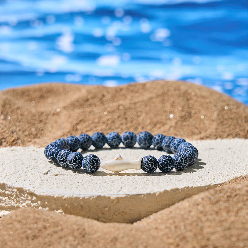 Buddhist Blessing Natural Agate Stone Shark Wisdom Bracelet