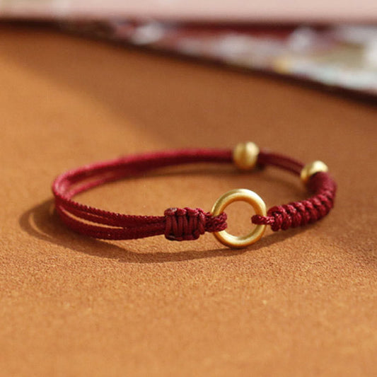 Buddhist Blessing Alloy Peace Buckle Luck Red String Bracelet