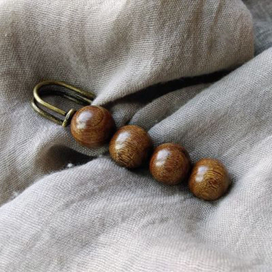 Buddhist Blessing Vintage Sandalwood Agathis Alba Ebony Wood Peltogyne Beads Healing Brooch