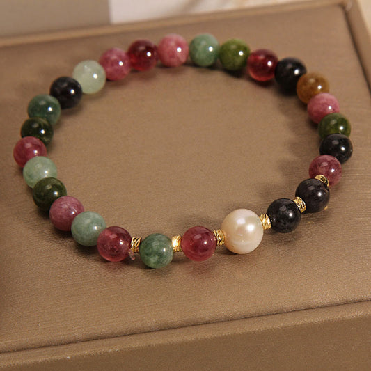 Buddhist Blessing Tourmaline Pearl Wisdom Bracelet