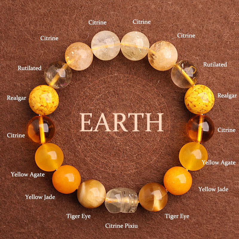 Buddhist Blessing Five Elements Various Agate Crystal Green Strawberry Quartz Moss Agate Green Phantom Luck Bracelet