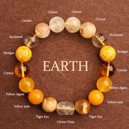 Buddhist Blessing Five Elements Various Agate Crystal Green Strawberry Quartz Moss Agate Green Phantom Luck Bracelet