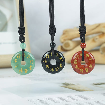 Buddhist Blessing Green Tara Mantra Natural Various Crystal Black Obsidian Fulfilment Necklace Pendant