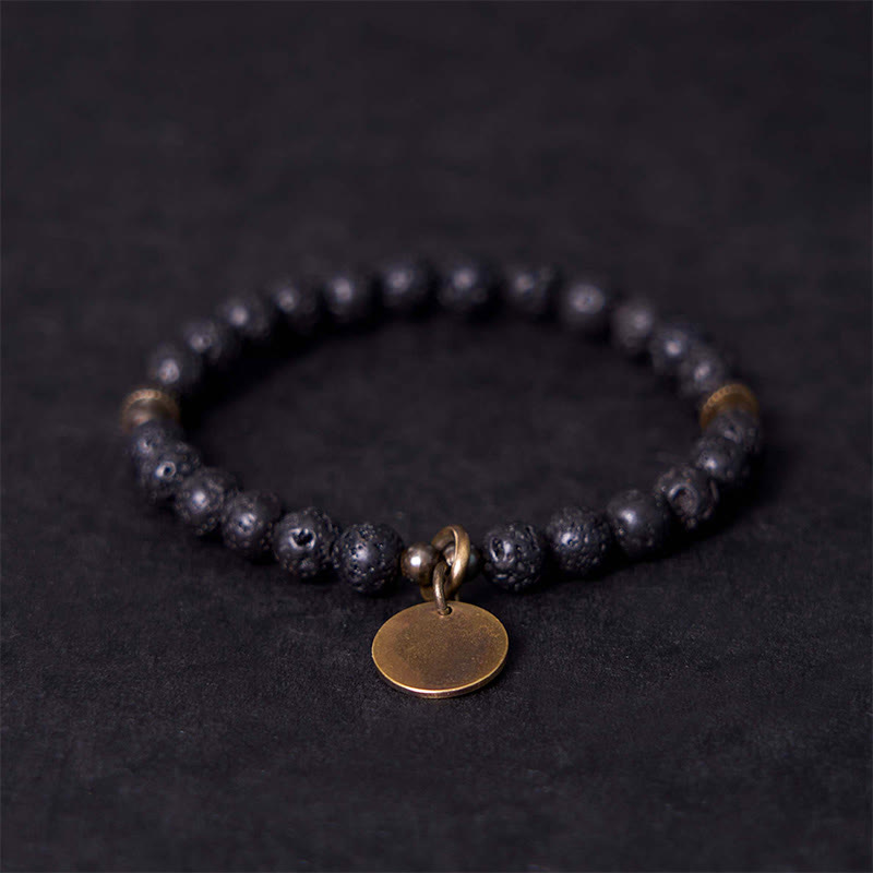 Buddhist Blessing Natural Lava Rock Beads Calm Support Healing Bracelet