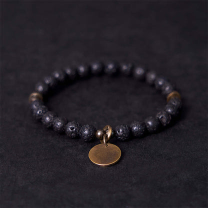 Buddhist Blessing Natural Lava Rock Beads Calm Support Healing Bracelet