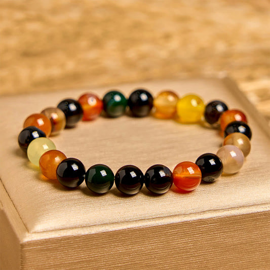 Buddhist Blessing Natural Colorful Chalcedony Agate Harmony Bracelet