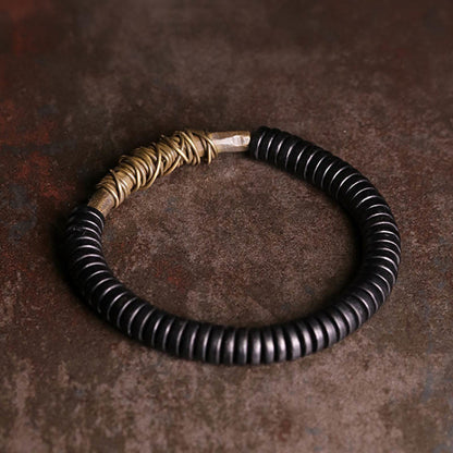 Buddhist Blessing Calm Tibetan Ebony Wood Copper Bracelet