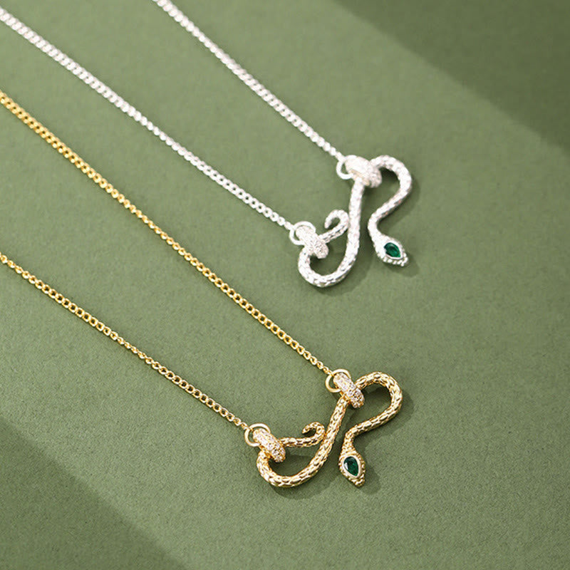 Buddhist Blessing 999 Sterling Silver Year of the Snake Coiling Snake Infinite Symbol Blessing Necklace Pendant