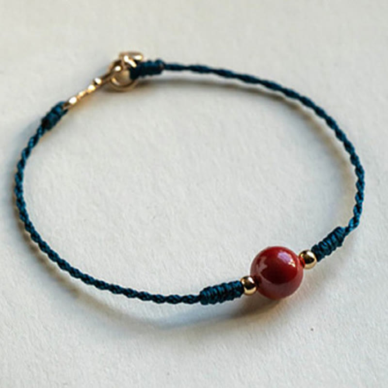 Buddhist Blessing Handmade String Cinnabar Buckle Blessing Bracelet