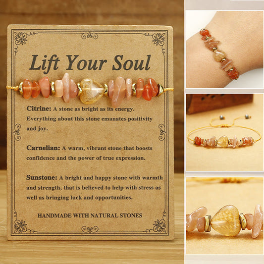 Buddhist Blessing Lift Your Soul Citrine Carnelian Sun Stone Happiness Bracelet
