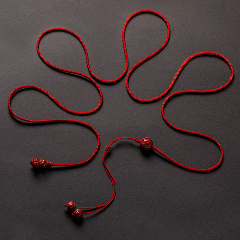 Buddhist Blessing Natural Cinnabar Chinese Zodiac Gourd Calm Blessing Red String Belly Chain