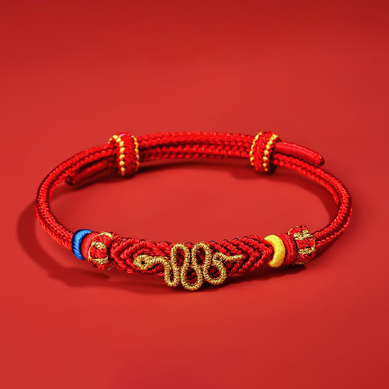 Buddhist Blessing Red String Eight Thread Peace Knot Year Of The Snake Protection Braided Bracelet