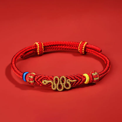 Buddhist Blessing Red String Eight Thread Peace Knot Year Of The Snake Protection Braided Bracelet