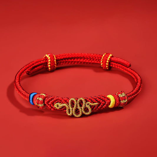 Buddhist Blessing Red String Eight Thread Peace Knot Year Of The Snake Protection Braided Bracelet