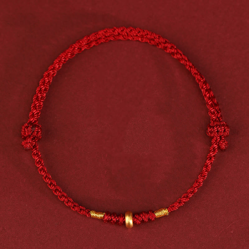 Buddhist Blessing 999 Gold Small Lucky Beads String Protection Luck Braided Bracelet Anklet