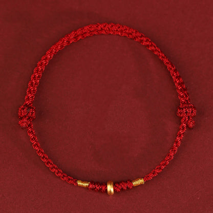 Buddhist Blessing 999 Gold Small Lucky Beads String Protection Luck Braided Bracelet Anklet