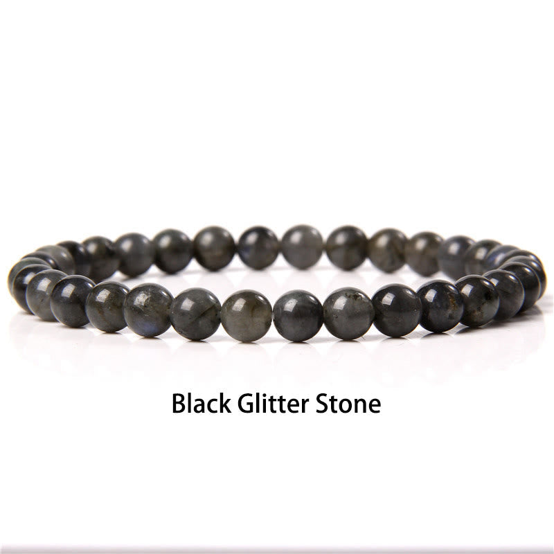 Buddhist Blessing 6mm Various Stone Crystal Black Glitter Stone Red Tiger Eye Beads Protection Bracelet