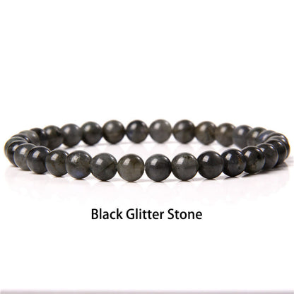 Buddhist Blessing 6mm Various Stone Crystal Black Glitter Stone Red Tiger Eye Beads Protection Bracelet