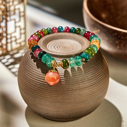 Buddhist Blessing Tourmaline Yanyuan Agate Peach Positive Bracelet