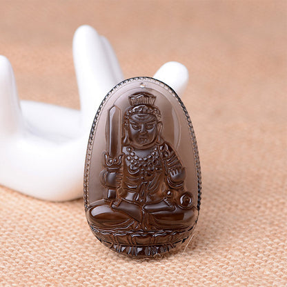 Buddha Stones Chinese Zodiac Obsidian Protection Necklace