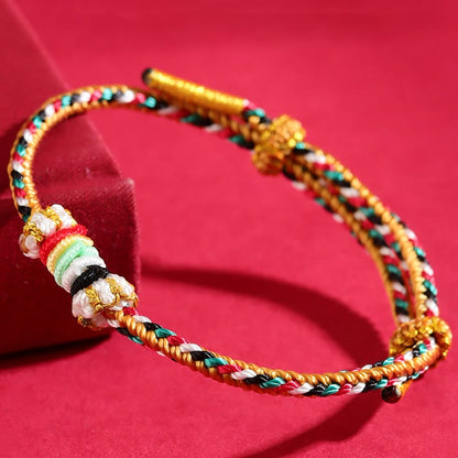 Buddhist Blessing Five Elements Colorful String Completeness Knot Reef Knot Braid Luck Bracelet