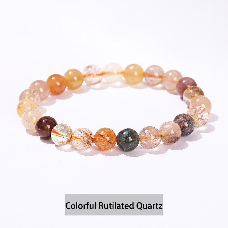 Buddhist Blessing Various Crystal Stone Amethyst Green Aventurine Rose Quartz Healing Bracelet
