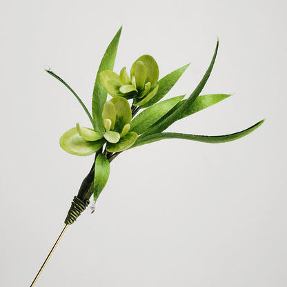 Buddhist Blessing Handmade Velvet Flower Mulberry Silk Green Flowers Leaves Brooch Hairpin