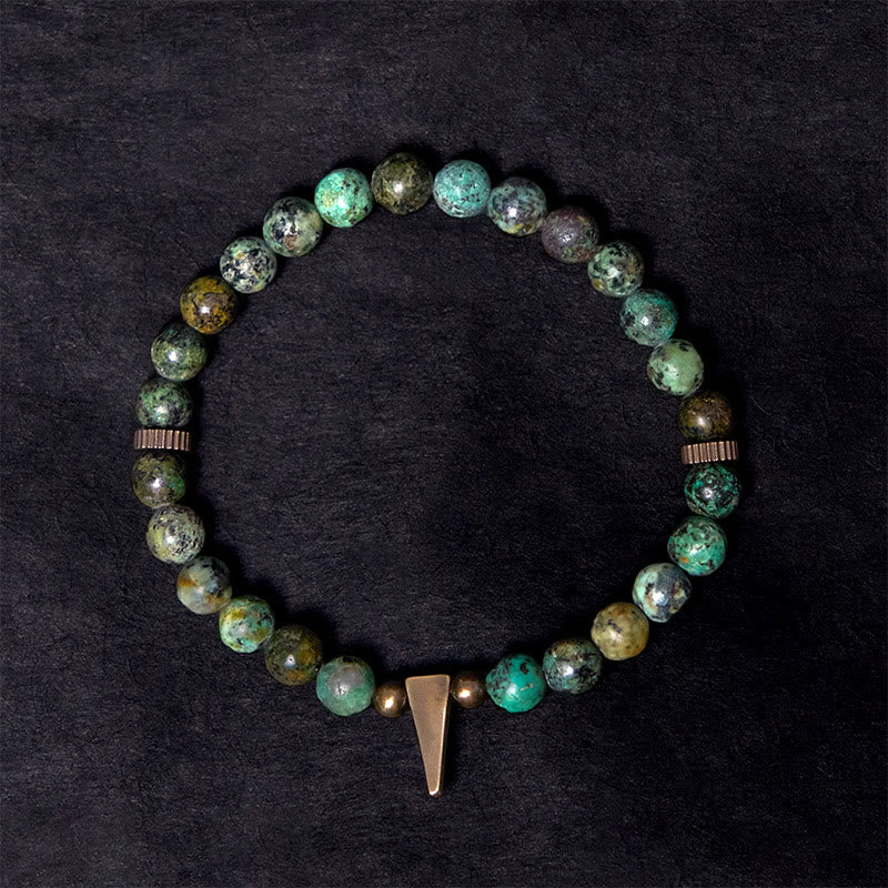 Buddhist Blessing Vintage Distressed Design Turquoise Copper Balance Bracelet