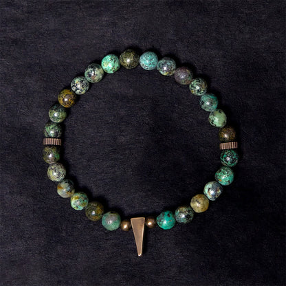 Buddhist Blessing Vintage Distressed Design Turquoise Copper Balance Bracelet