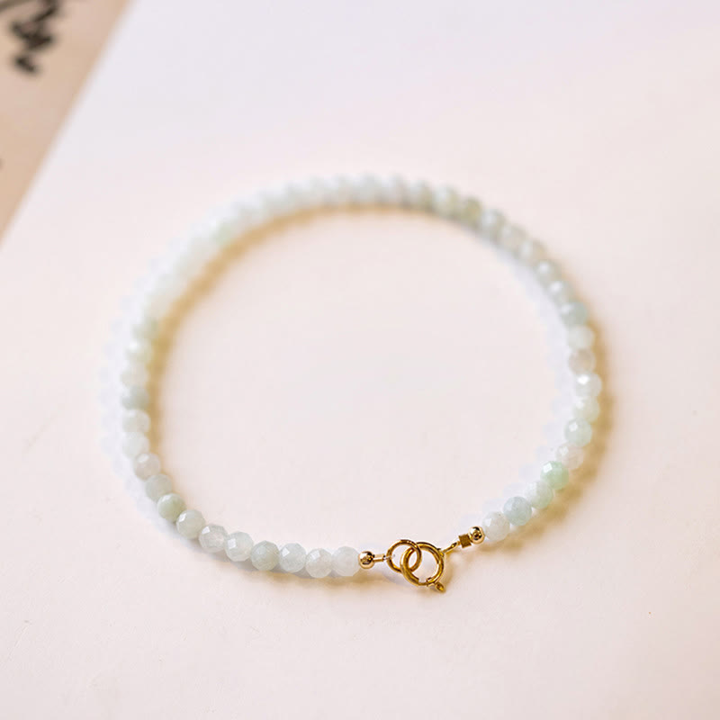 Buddhist Blessing 2mm Jade Ultra-thin Beads 14k Gold Plated Copper Luck Bracelet