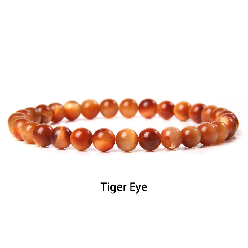 Buddhist Blessing 6mm Various Stone Crystal Black Glitter Stone Red Tiger Eye Beads Protection Bracelet
