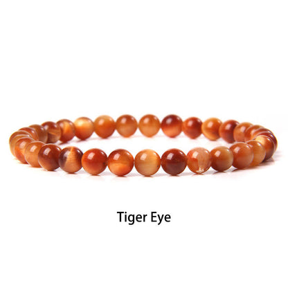 Buddhist Blessing 6mm Various Stone Crystal Black Glitter Stone Red Tiger Eye Beads Protection Bracelet