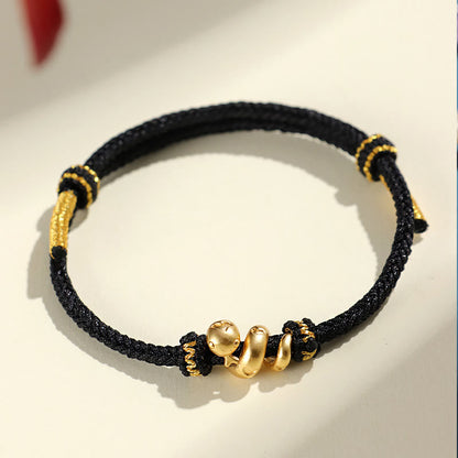 Buddhist Blessing Handmade 999 Sterling Silver Golden Year Of Snake Red String Protection Braided Bracelet