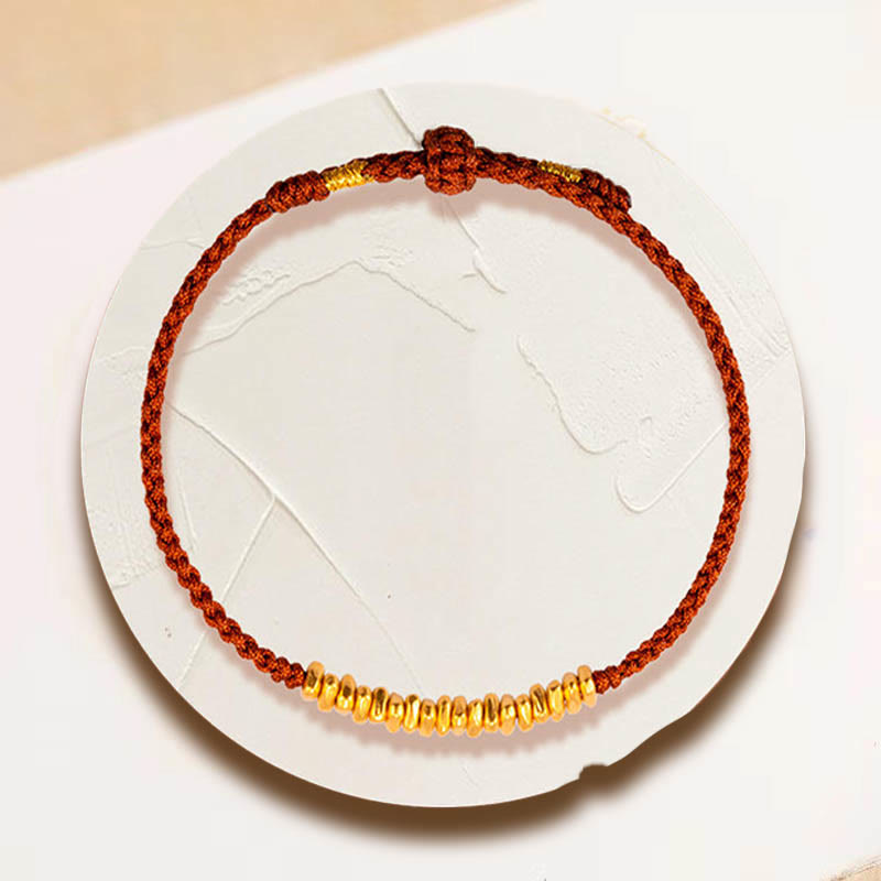 Buddhist Blessing 999 Gold Small Gold Pieces Design Handmade Protection Braided Rope Bracelet