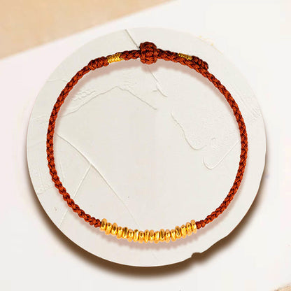 Buddhist Blessing 999 Gold Small Gold Pieces Design Handmade Protection Braided Rope Bracelet